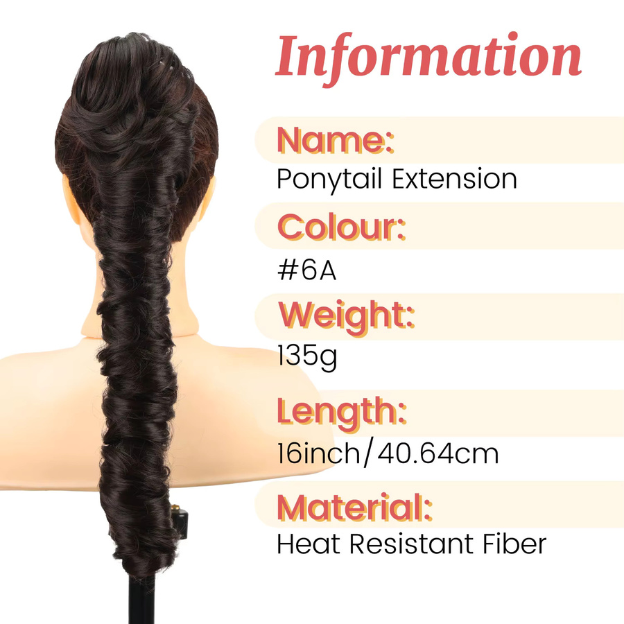 JIAMEISI Synthetische Pferdeschwanz-Extensions, 16 Zoll, Lockig, Damen - Bild 2