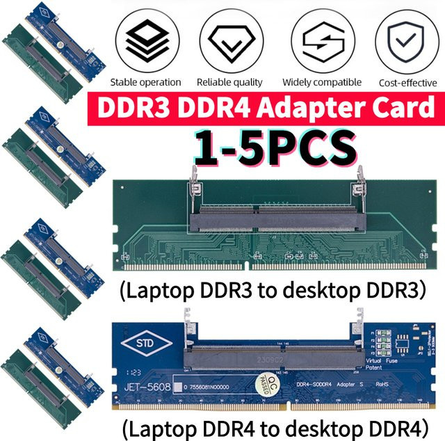 ALLOET Laptop zu Desktop SO-DIMM zu PC DIMM RAM Adapter für DDR3 DDR4 DDR5 Arbeitsspeicher in Grün - Bild 1