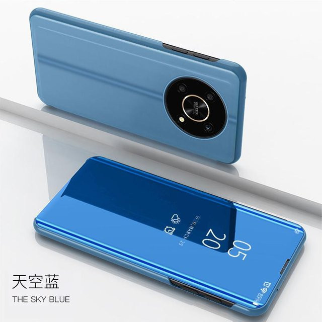 Smart Mirror Magnetic Flip Handyhülle für Honor Magic4 Lite 5G in Blau mit Kickstand und stoßfester Rückseite - Bild 1