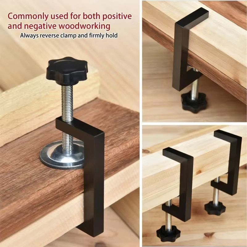 2er-Set tragbare C-Klemmen für die Holzbearbeitung in Schwarz, verstellbare C-Typ-Hardware-Vorrichtung für Schrankinstallationen und Schubladenbefestigung, Spannweite 10–57 mm - Bild 2