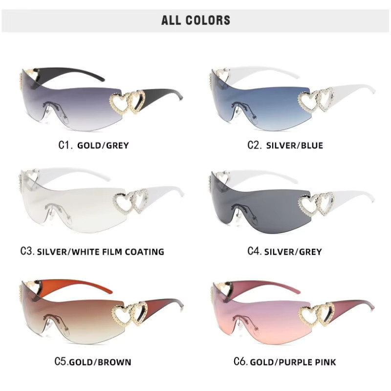Samjune Sonnenbrille randlos, Herzform, Unisex - Bild 3
