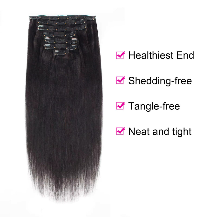 xbeauty Yaki Straight Clip-in-Haarverlängerungen, 100 % Echthaar, Damen - Bild 2