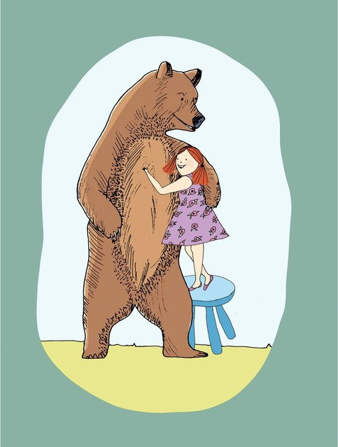 Komar Wandbild Lili and Bear, Papierposter, Mehrfarbig, Breite: 30 cm, Höhe: 40 cm - Bild 1