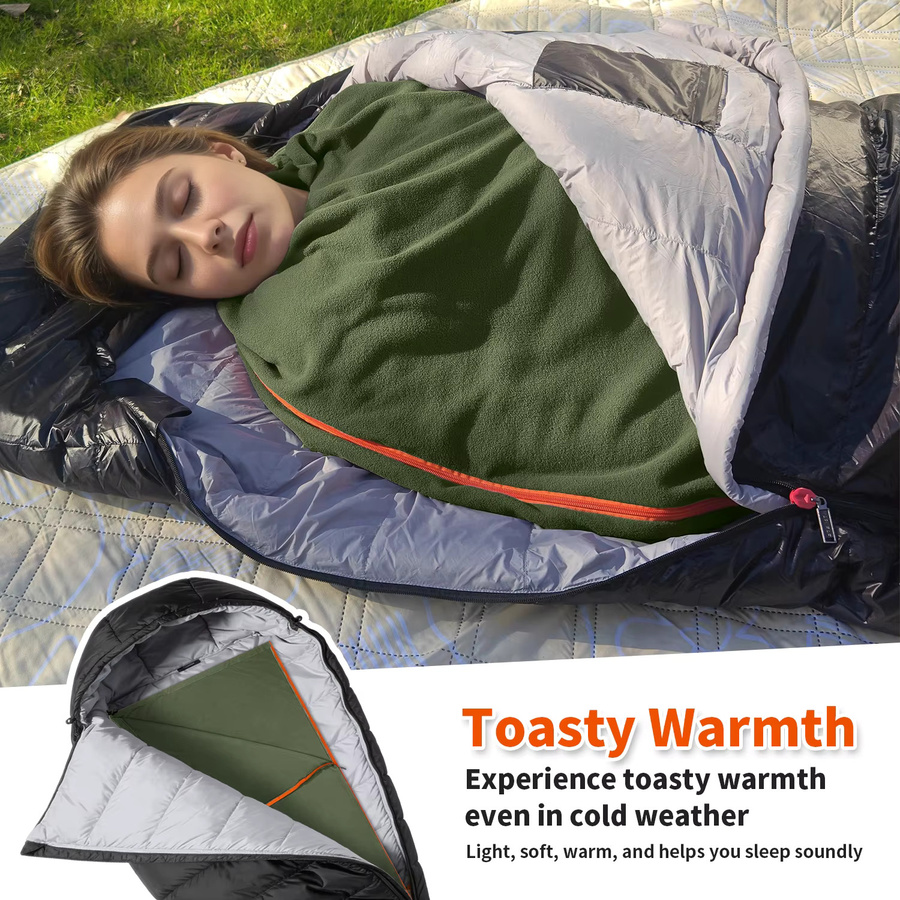 MAPLEAF Fleece-Schlafsack-Einlage für den Winter, leichte Camping-Decke in Grün, Unisex - Bild 2