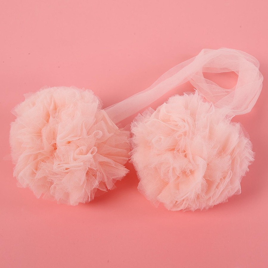 TOMTOP JMS Moskitonetz für Babybetten als hängender Wandanhänger mit Blumenkugel aus Mesh-Gaze in Rosa, Grau und Weiß - Bild 2