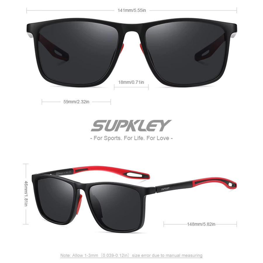 Supkley Sportsonnenbrille, Vollrand, Kunststoff, Schwarz, Unisex, polarisiert - Bild 2