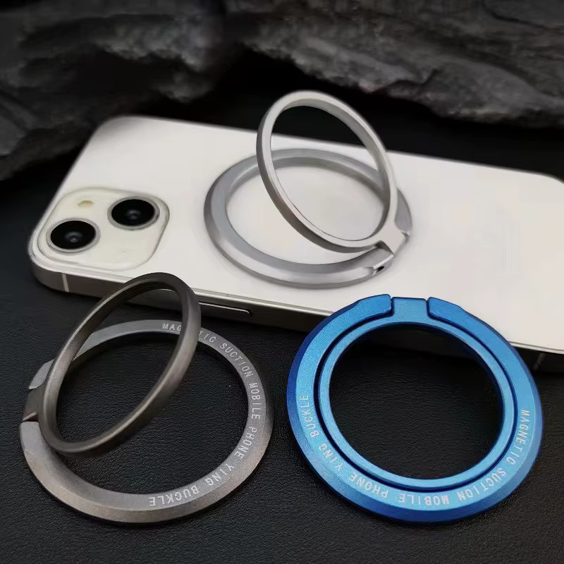 WSSHE Magnetischer Telefonringhalter für MagSafe, verstellbarer Ständer und Magnetgriff in Grau, kompatibel mit iPhone 15, 14, 13, 12 Pro Max - Bild 5