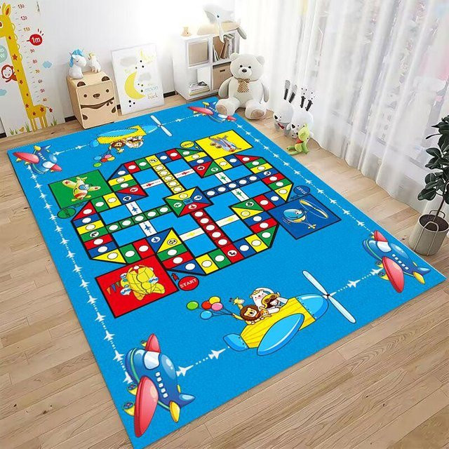 BC-Warm Home Flanellteppich mit Cartoon Road Motiv, weiche Spielmatte für Kinderzimmer und Wohnzimmer, blau, B/T: 60 x 40 cm - Bild 1