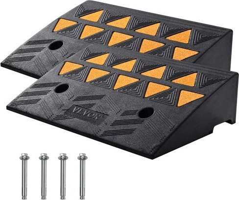 VEVOR Gummirampen für Bordsteinkanten 2er Pack, Schwarz, Höhe: 12,7 cm, Tragkraft 15 Tonnen, Bordsteinrampen mit rutschfestem Gitter für Autos, Rollstühle und Motorräder - Bild 1
