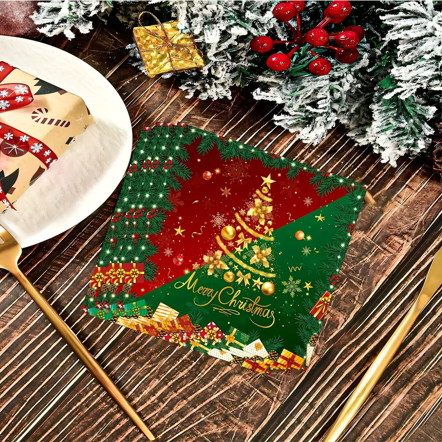 DUTRIEUX Weihnachtsblumen Servietten aus Papier, 2-lagig, Rot, für Hochzeit, Geburtstag und Party - Bild 2