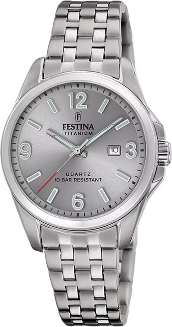 Festina Damenuhr, Quarz, Titan, 32 mm, Grau, 10 ATM - Bild 1