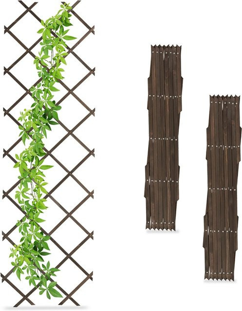 Relaxdays Rankgitter 3er Set aus Tannenholz in Braun, ausziehbar, Höhe: 180 cm, Breite: 60 cm, Tiefe: 1 cm - Bild 1