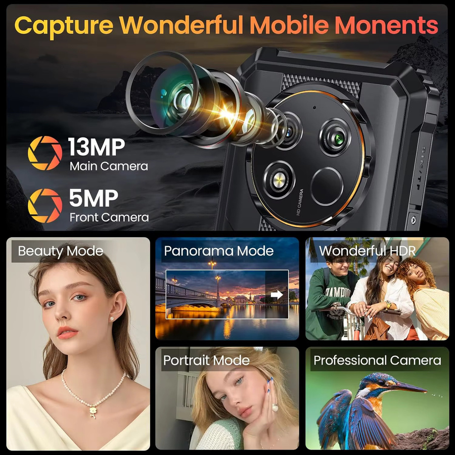 OUKITEL WP28E Robustes Smartphone in Schwarz mit 64GB ROM, 10600mAh Akku, 6,52 Zoll Bildschirm und 4G Dual-SIM - Bild 4