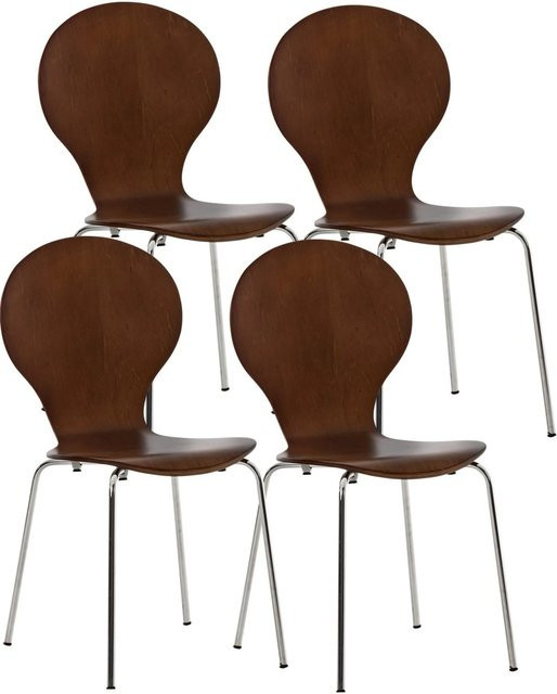 DELUKE 4er Set Besucherstühle ATHENS Konferenzstühle und Bürostühle aus Holz und Metall in Braun, B/T/H: 43 x 45 x 86 cm - Bild 1