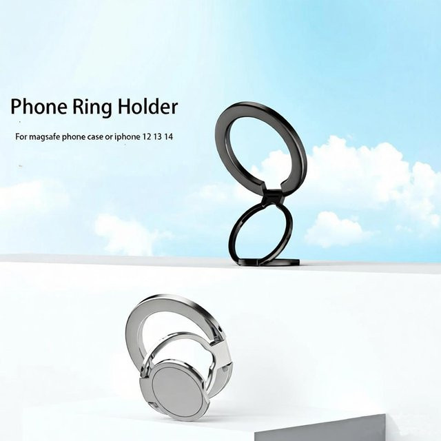 HTHwish MagSafe Magnetischer Handy-Fingerringhalter in Schwarz, Faltbarer Magnetständer für iPhone 14 und 15 - Bild 1