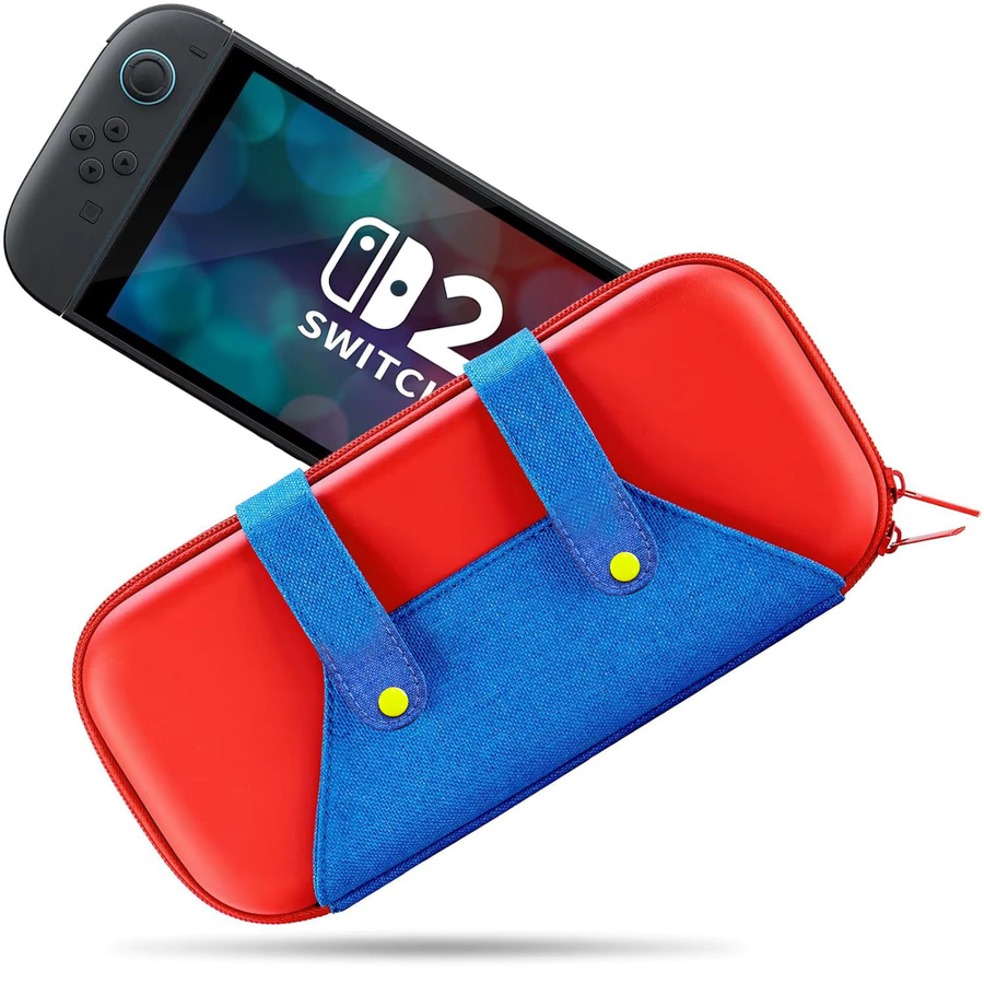 Chimoor Pixel-Themen-Etui für Nintendo Switch in Rot-Blau mit 10 Spiele-Aufbewahrungsfächern und weichem Innenfutter - Bild 3