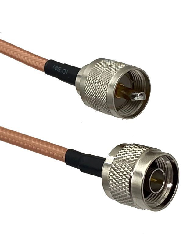 TTVXO RG142 HF-Jumper Pigtail Kabel mit N-Stecker auf UHF PL259 Stecker, 50 Ohm, Farbe: Silber - Bild 5