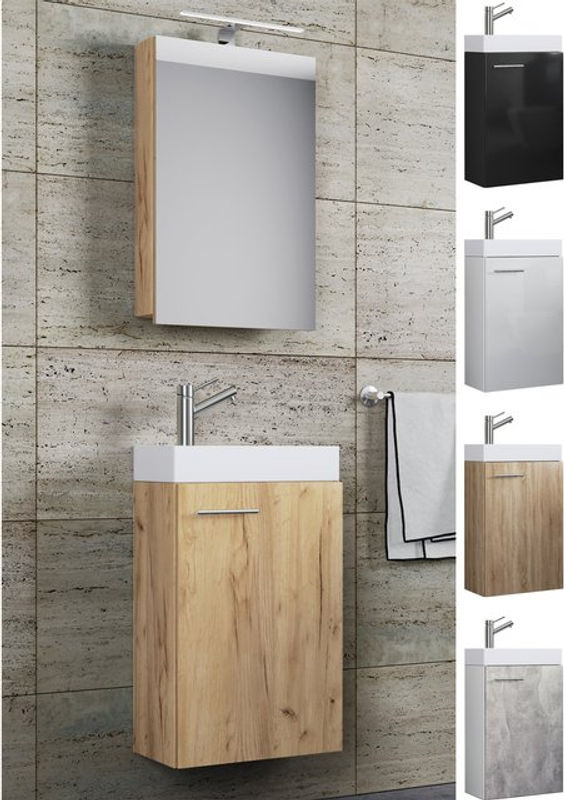 VCM Gäste-Waschplatz Slito 3-teiliges Set in Weiß mit Spiegelschrank und Keramik-Waschbecken, B/H/T: 41 x 130 x 22 cm - Bild 5