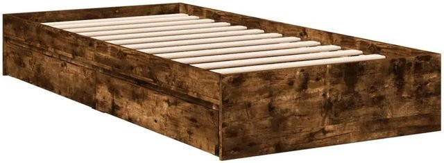 vidaXL Bettgestell mit Schubladen in Räuchereiche, Modernes Holzbetten aus Holzwerkstoff, Farbe: Braun, B/T/H: 90 x 200 x 203 cm - Bild 1
