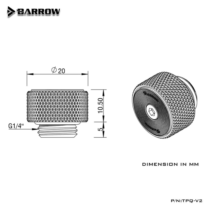 Barrow TPQ-V2 Manueller Luftauslassventilfilter G1/4" mit CD-Musterdesign in Schwarz/Silber - Bild 2