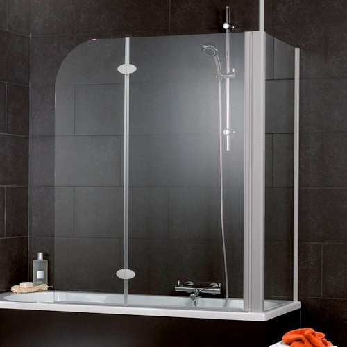 Schulte Badewannenfaltwand Komfort, transparent, silber, B: 116 cm, H: 140 cm - Bild 2
