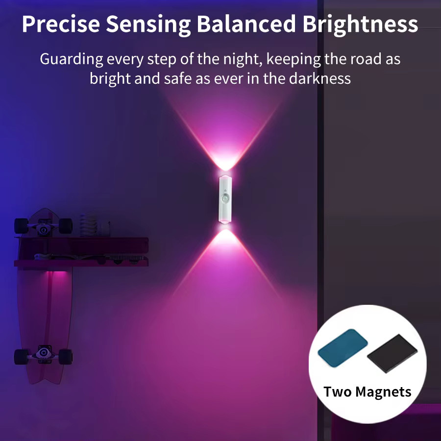 MeeToo RGB LED-Schrankleuchte mit Bewegungsmelder, magnetisch und wiederaufladbar, Multicolour Nachtlicht für Küche, Flur und Treppe - Bild 3