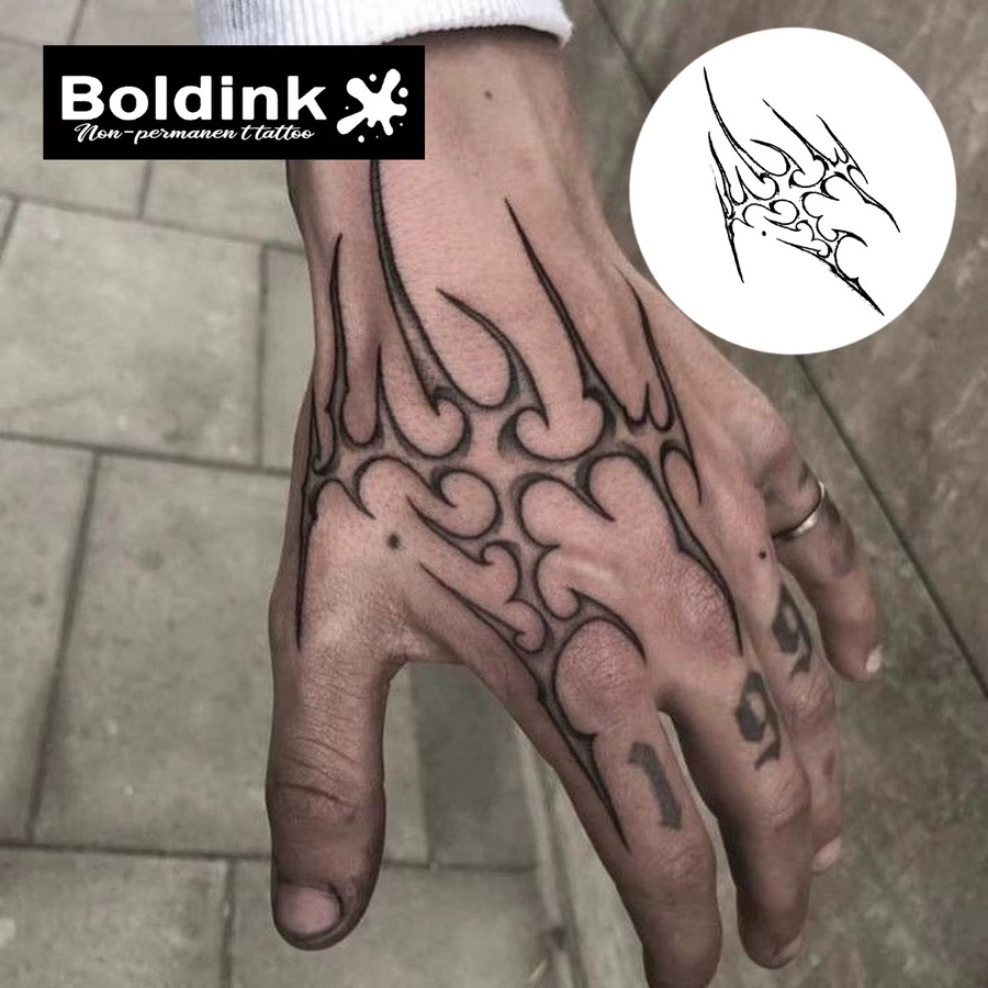 Boldink Temporäres Tattoo abstrakte Stammesflamme, wasserfest, Unisex - Bild 2