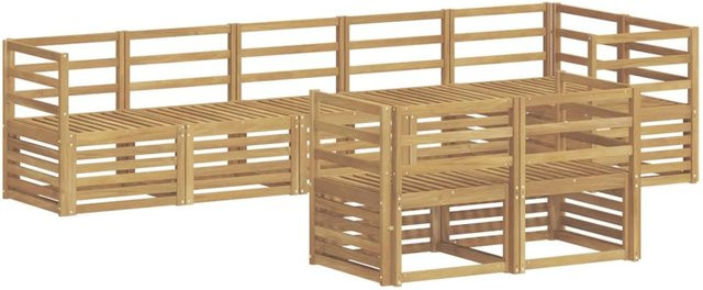 vidaXL Outdoor-Sofagarnitur 8-teilig in Weiß aus Akazienholz im L-Shape mit Latten-Design B/T/H: 304 x 126,5 x 73 cm - Bild 1