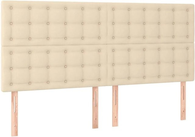 vidaXL LED Kopfteil modern in Beige mit USB-Ladeport und integrierter Beleuchtung, Breite: 160 cm, Tiefe: 5 cm, Höhe: 118 cm bis 128 cm - Bild 1