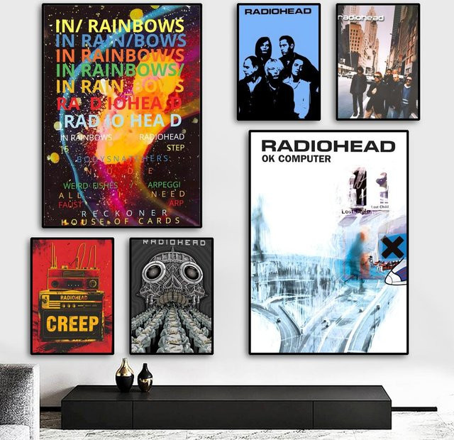 JKPICTURE Radiohead Band Rainbow Poster als abstrakte Leinwand-Wanddekoration in Multicolour und Schwarz - Bild 1