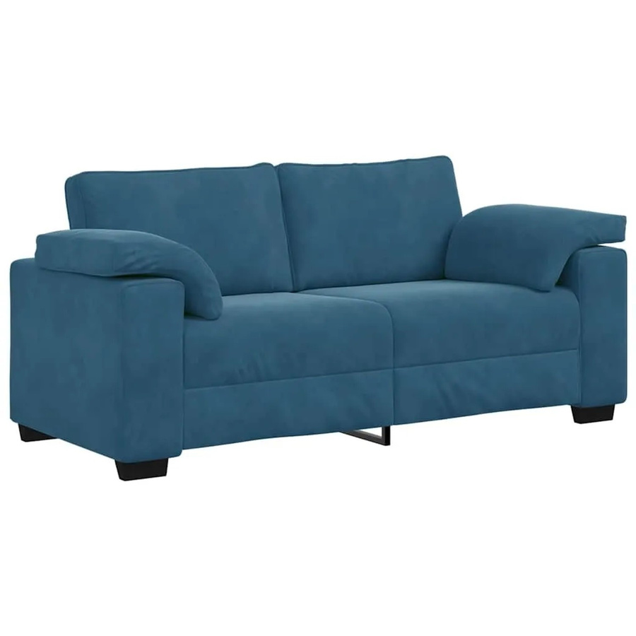 vidaXL Zweisitzer-Sofa in Blau mit Samtbezug und Armlehnen - Bild 2