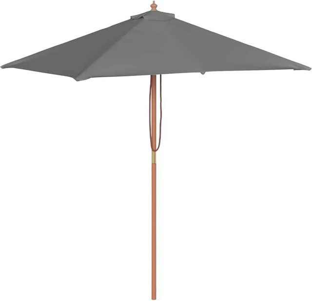 vidaXL Sonnenschirm mit Holz-Mast aus Hartholz und Bambus in Anthrazit, B/T: 150 x 200 cm - Bild 1