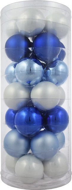 Vitbis Weihnachtskugeln Arctic Mix in Weiß und Blau aus Glas, 28 Stück, Durchmesser: 6 cm - Bild 1