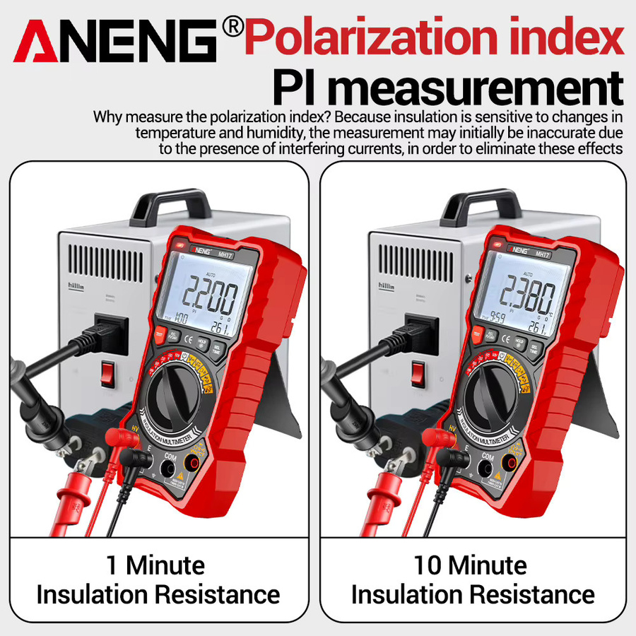 ANENG 2-in-1 Isolationswiderstandsmessgerät und digitales Multimeter MH17 mit True RMS und wiederaufladbarem Akku für AC/DC Spannung - Bild 4