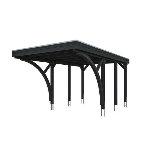 SKANHOLZ Carport Friesland aus Fichte mit zwei Einfahrtsbögen und Flachdach, Farbe: Anthrazit/Schwarz, B: 320 cm, T: 555 cm, H: 239 cm - Bild 3