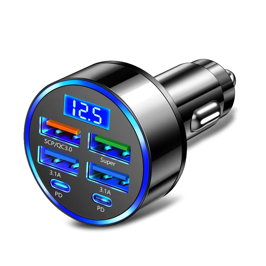 100 W Autoladegerät mit 6 Ports und USB-C PD Schnellladung in Schwarz - Bild 5
