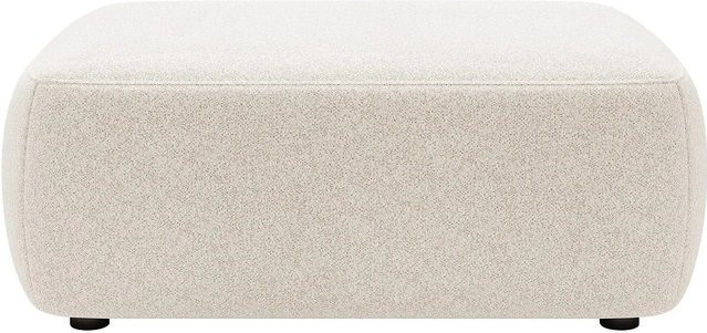 Vente-unique Sitzhocker Daviso in Cremefarben aus meliertem Stoff, Durchmesser: 100 cm - Bild 1