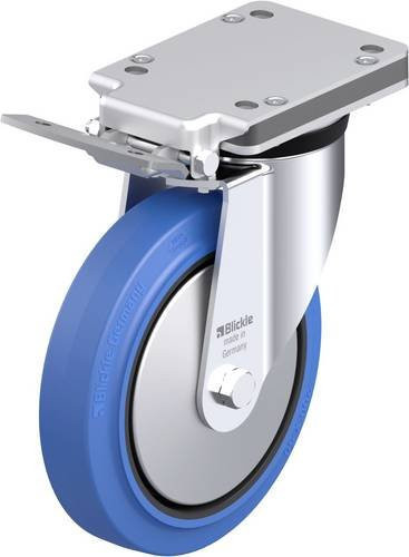 Blickle Stahlblech-Lenkrolle LK-POEV 200KAD-IS-SB-FA in Schwarz und Blau mit 200 mm Rad-Durchmesser und einer Tragfähigkeit von 500 kg - Bild 1