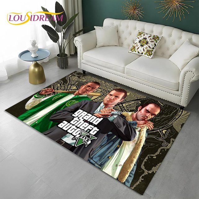 Karpetti Grand Theft Auto 3D Gamer Teppich, rutschfeste Bodenmatte aus Polyester für Wohnzimmer, Schlafzimmer oder Kinderzimmer, B/T: 60 x 40 cm, Mehrfarbig - Bild 1