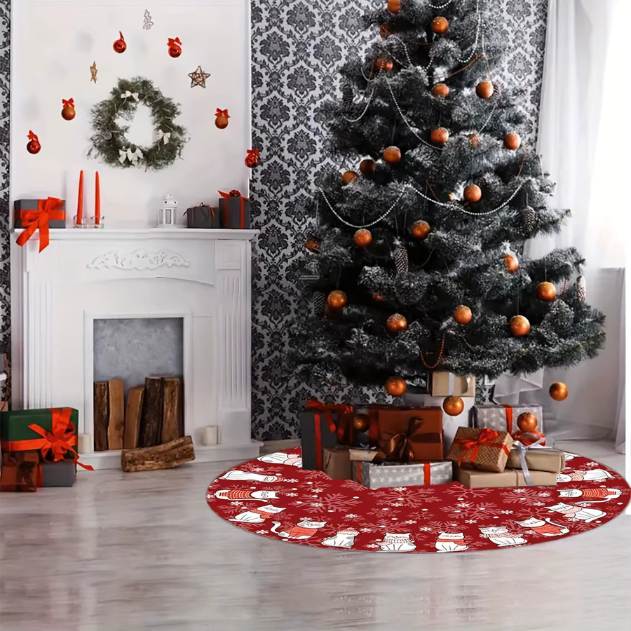 VIKAMA Weihnachts-Kratzbaumkleid in Rot mit Schneeflocken und Weihnachtsmannmütze-Design - Bild 3