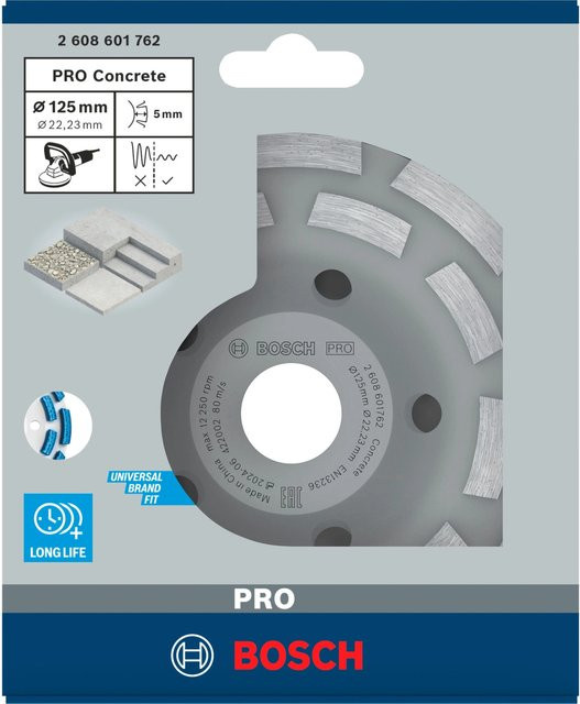 Bosch Diamanttopfscheibe Expert für Beton in Silber und Grau, Durchmesser: 125 mm, Bohrung: 22,23 mm - Bild 2