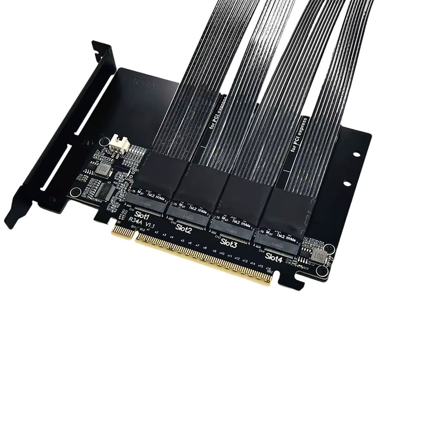 ADT-Link PCIe 5.0 x16 zu x8 Split-Verlängerungskabel in Schwarz für KI-Lokaleinsatzlösungen mit Unterstützung für Bifurkationsadapter - Bild 4