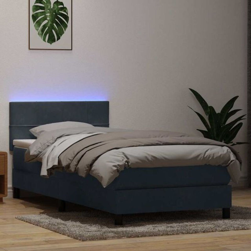Vidaxl Boxspringbett mit Matratze und LED in Anthrazit aus Samt, B/T/H: 80 x 220 cm - Bild 1