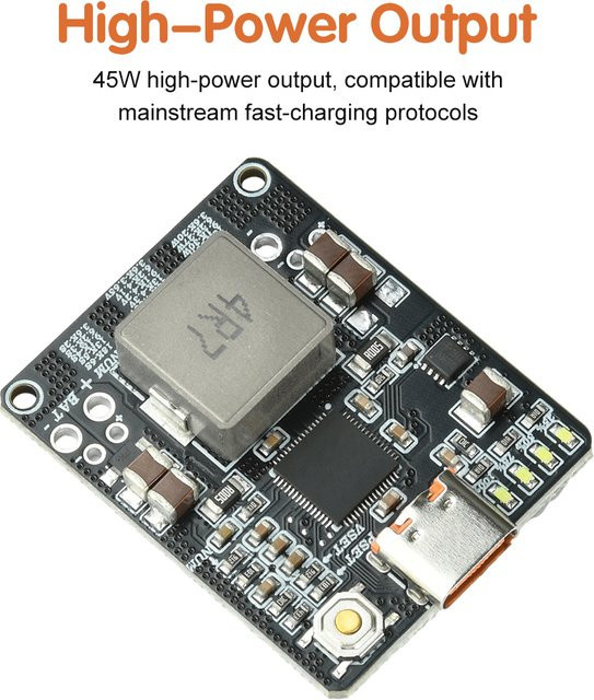 Aideepen IP2369 45W Lithium-Batterie Lade- und Entlademodul für 2S bis 6S Li-Ionen und LiFePO4 Batterien, Schwarz mit USB-C - Bild 1