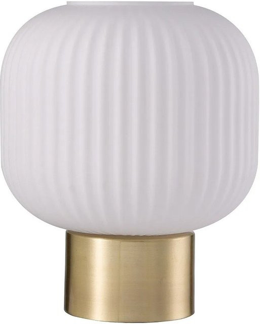 Vente-unique Tischlampe Louxor in Weiß und Goldfarben mit Glas und Messing, Höhe: 20 cm - Bild 1