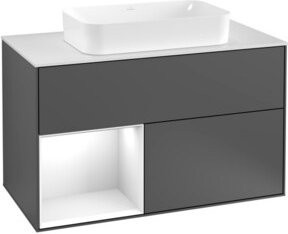 Villeroy & Boch Waschtischunterschrank Finion mit Abdeckplatte in Weiß und Anthrazit, Wandmontage - Bild 1