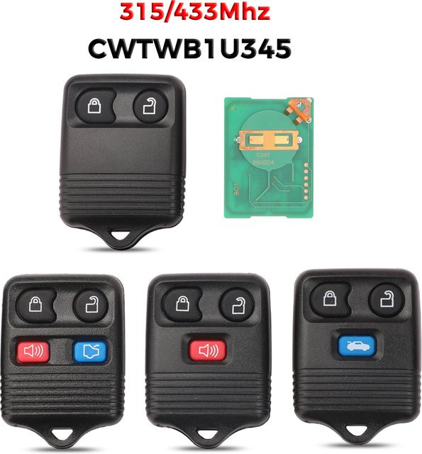 Jingyuqin Ersatzfernbedienung für Ford Edge Escape Explorer Windstar und Mazda Lincoln, 315/433MHz, 2/3/4 Tasten, Schwarz - Bild 1