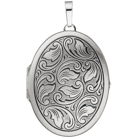 Colfem Anhänger Medaillon oval, 925 Silber, mattiert geschwärzt, Unisex - Bild 1