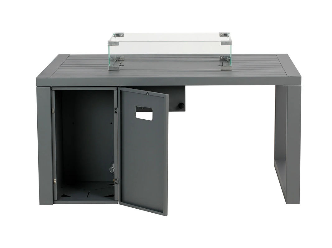 BUSCHBECK Loungetisch und Feuerstelle Lagos in Grau aus pulverbeschichtetem Stahl mit Sicherheitsglas, B/T/H: 115 x 75 x 58,5 cm - Bild 4