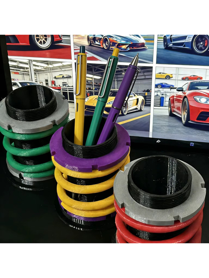 KW-Style Federdämpfer-Stifthalter in Rot und Multicolour, verstellbarer Pen Pot für deinen Schreibtisch - Bild 3